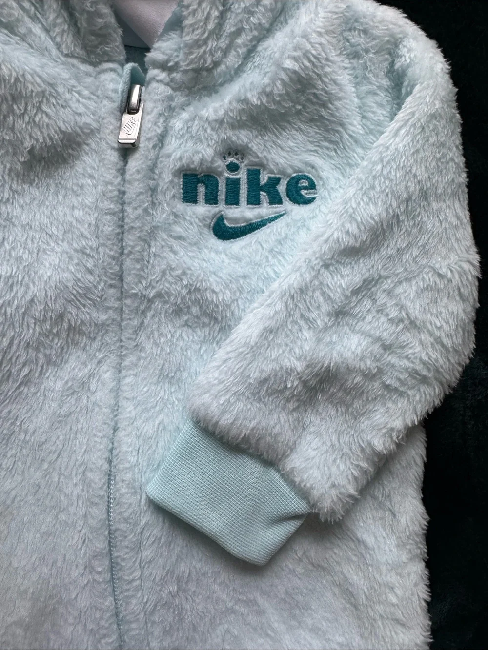 Nike Baby Plush Hooded One-Piece in Light Blue | Nike Baby Hooded Coverall